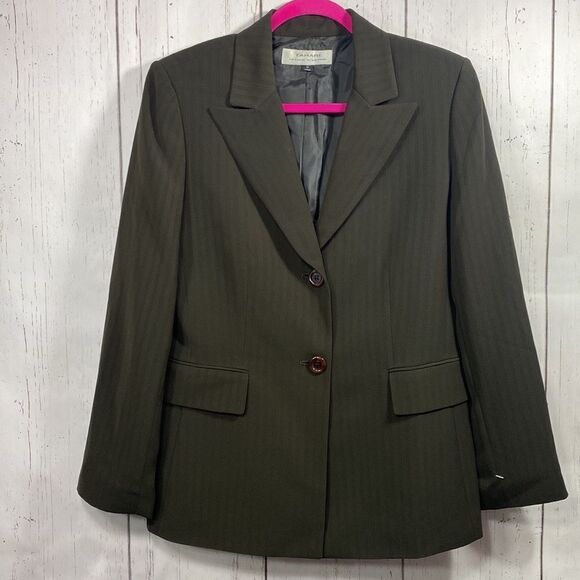 Tahari Arture S Levine Womens Dark Olive Green Blazer Jacket - Picture 1 of 14